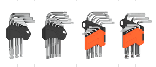 Color-Coded Standard 9PCS Hex Key Set - Flat Head